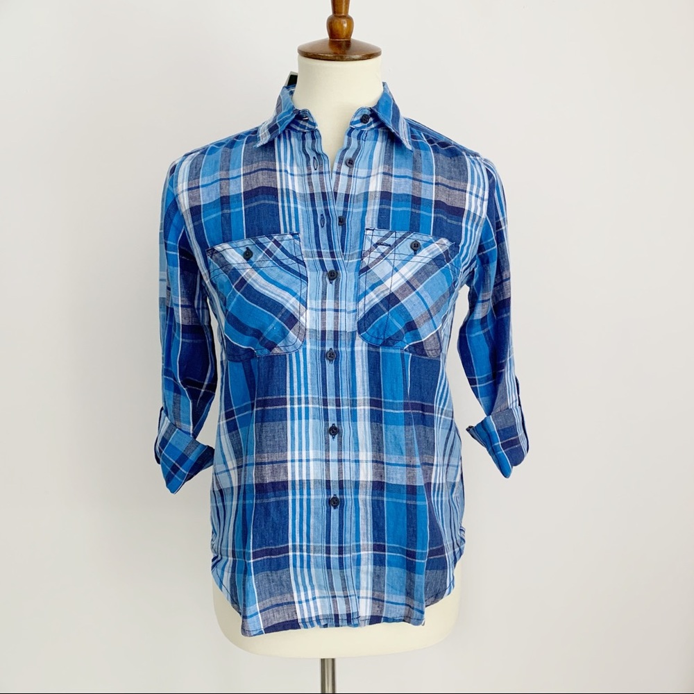 Lauren Ralph Lauren Blue Plaid Button-Down Shirt